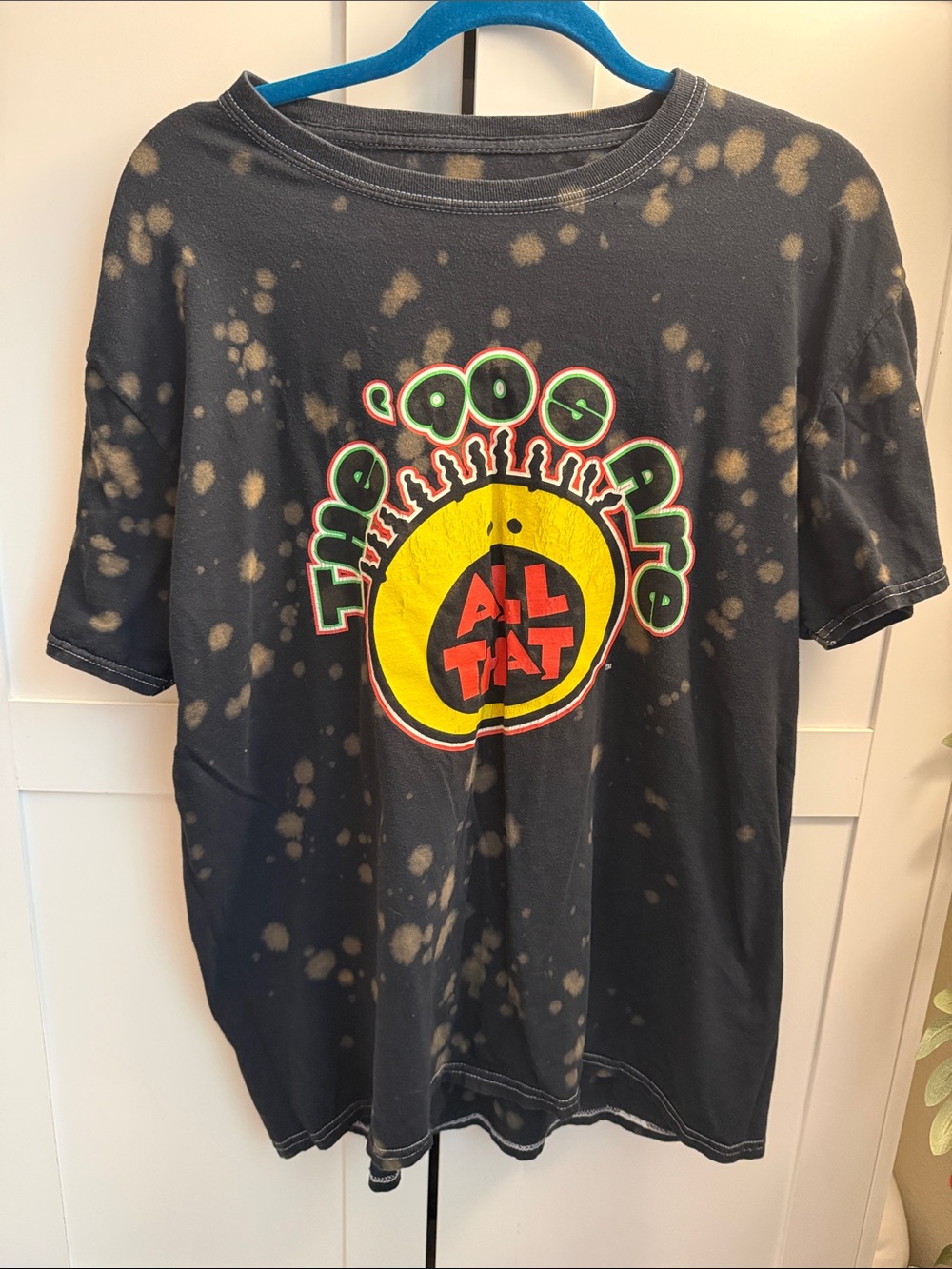 All That Graphic Tee in Black with Bleach Effect